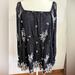 Seven7 Women’s Long Sleeve Black Sheer Top - Size 18/20